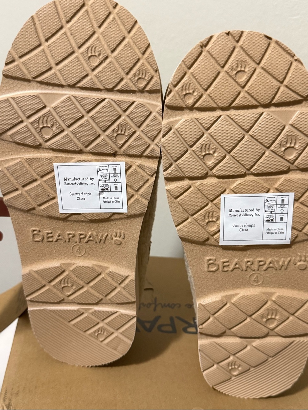 BearPaw Kids Sherpa Slip-On Slippers in Cream - Picture 4 of 7